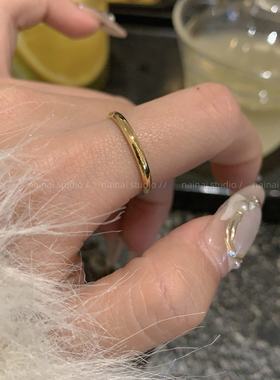 钛钢不掉色！极细金色戒指百搭高级感小众设计食指戒气质指环女A