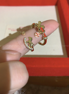 新年红色小马戒指~本命年精致红绳轻奢高级感食指叠戴开口戒指环