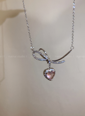 粉色爱心项链~锆石蝴蝶结轻奢高级感韩系ins风锁骨链颈链配饰女A