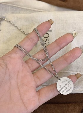 圆牌OT扣项链~钛钢不掉色叠戴双层小众设计高级感毛衣链卫衣链女A