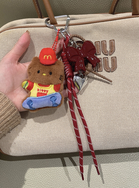 红色KT挂件~新年miu系风包包挂饰爱心可爱猫咪车钥匙扣少女心配饰