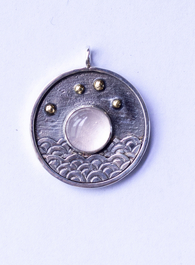 星星月亮大海银吊坠宝石