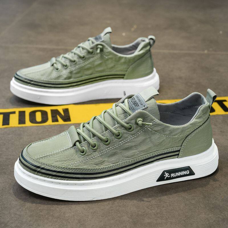 男鞋2025春季新款透气帆布鞋潮流百搭平板鞋懒人一脚蹬老北京布鞋