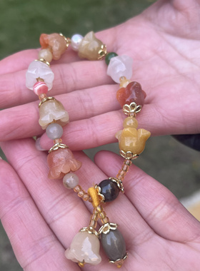 杭州香积天然金丝玉铃兰花串珠手链女民族风手串小众