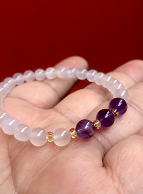 杭州径山白玛瑙紫水晶三生三世手串爱情姻缘手链