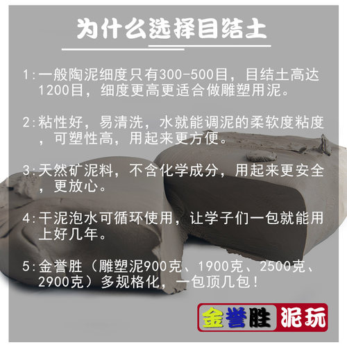 目结土水性泥美院DIY手工制作教学雕塑泥 浮雕模型泥石塑粘土泥巴 - 图2