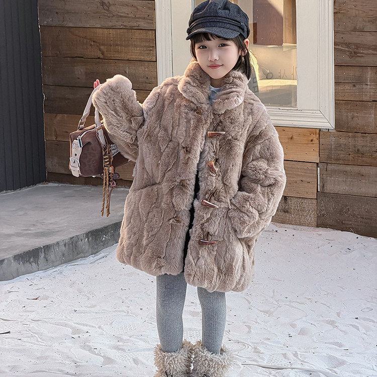 若堇2025冬季新款海宁皮草真獭兔毛皮冬季加棉加厚女童毛毛外套,淘宝优惠券,粉丝福利购,淘宝优惠卷