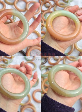 特色敦煌东陵玉手镯圆条镯子彩色飘花玉镯一物一图选色50-62圈口