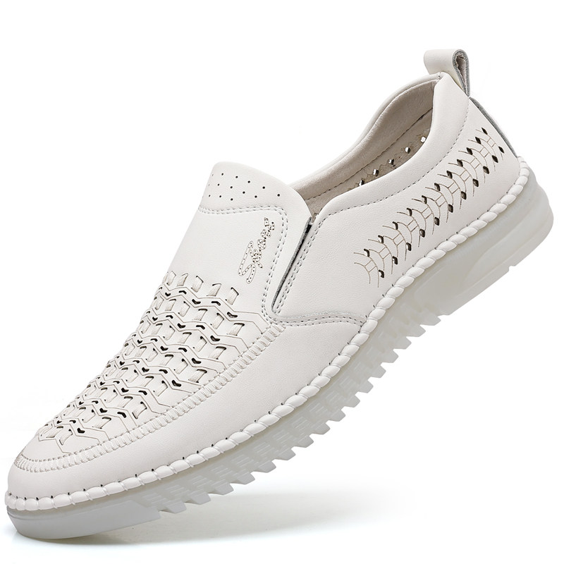 皮鞋男凉鞋夏季透气真皮商务休闲鞋牛筋软底镂空打孔男鞋爸爸鞋子,淘宝优惠券,粉丝福利购,淘宝优惠卷