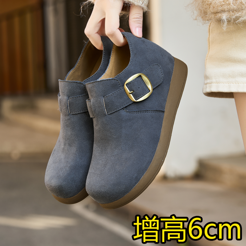 6cm内增高勃肯鞋女2025新款春季小码女鞋313233一脚蹬豆豆鞋真皮,淘宝优惠券,粉丝福利购,淘宝优惠卷