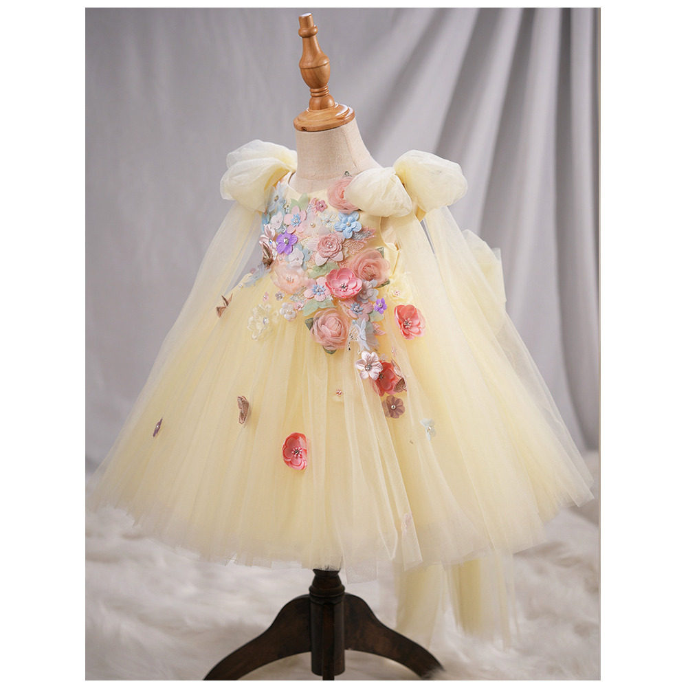 女宝宝生日礼服女童花仙子黄色蓬蓬纱公主裙高端洋气儿童演出服装,淘宝优惠券,粉丝福利购,淘宝优惠卷