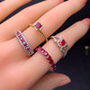 Natural ruby ring, ruby small row oval, round, square ring