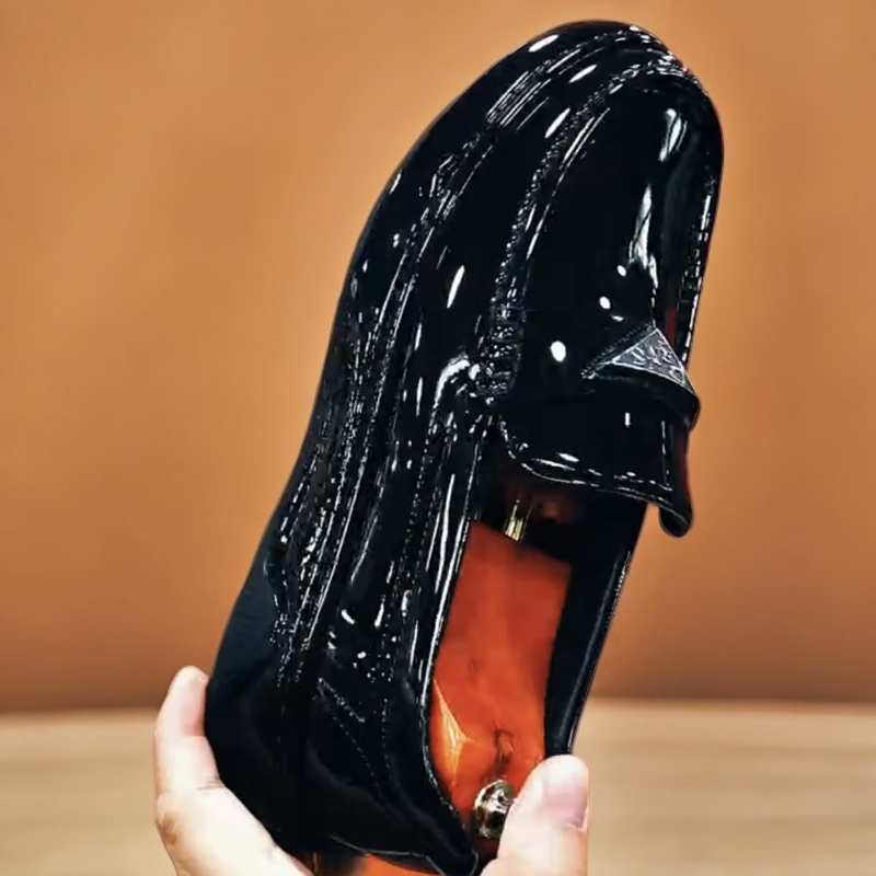 欧洲新款真皮豆豆鞋男一脚蹬厚底休闲圆头皮鞋时尚漆皮潮流乐福鞋,淘宝优惠券,粉丝福利购,淘宝优惠卷