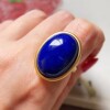 Old mine lapis lazuli large grain 925 silver ring