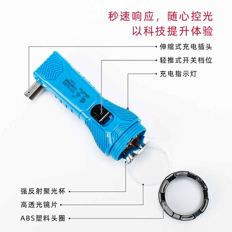 led小手电筒强光充电家用紫光灯验钞荧光剂查据防伪灯多功能照明-图1