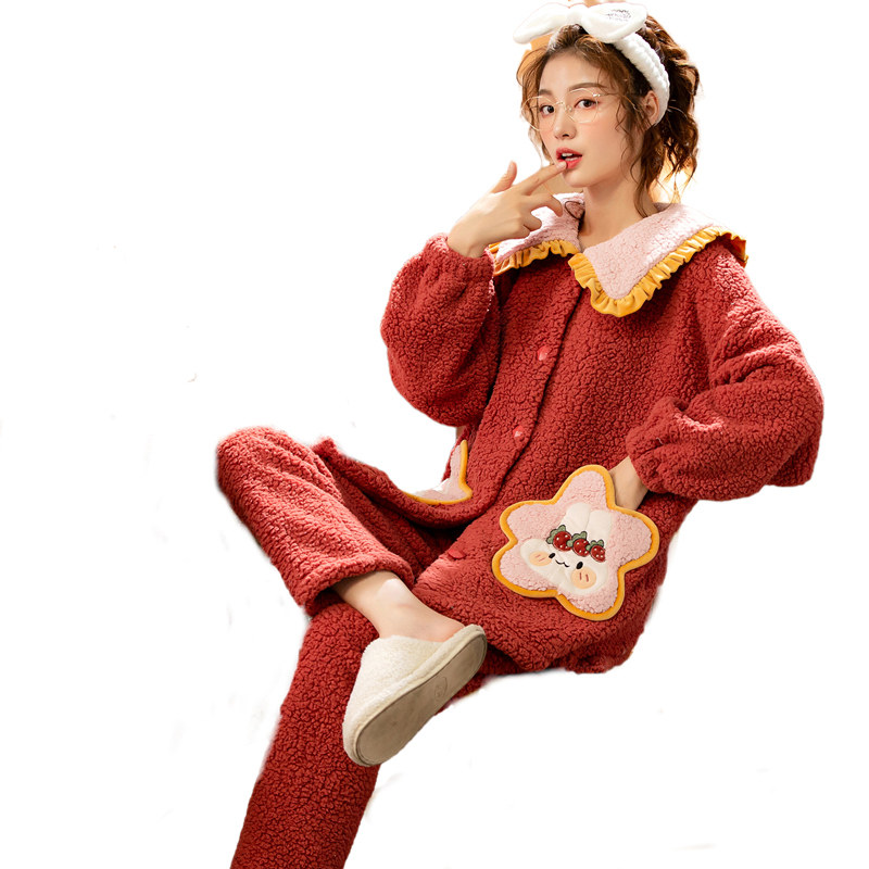 秋冬季加绒可爱法兰绒珊瑚绒睡衣 壹号主角睡衣/家居服套装
