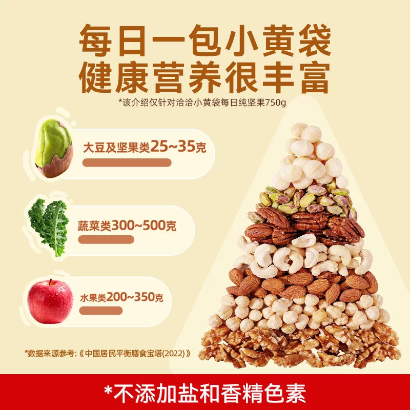 洽洽小黄袋每日纯坚果750g混合干果仁腰果夏威夷开心礼盒中秋送礼