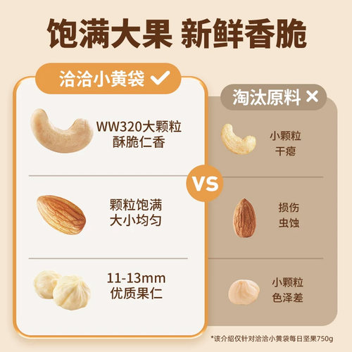 洽洽小黄袋每日坚果750g小包装健康营养混合果仁节日送礼礼盒孕妇 - 图3