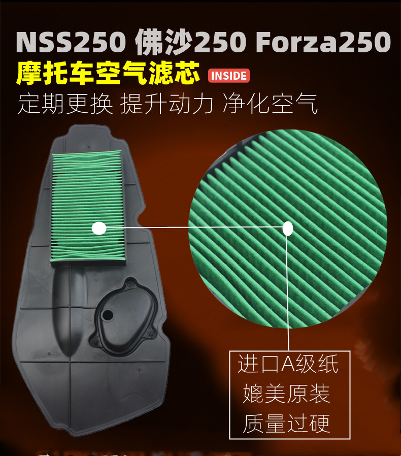 适用本田NSS250 佛沙250 Forza250MF10 空气滤芯滤清器空滤配件 - 图0