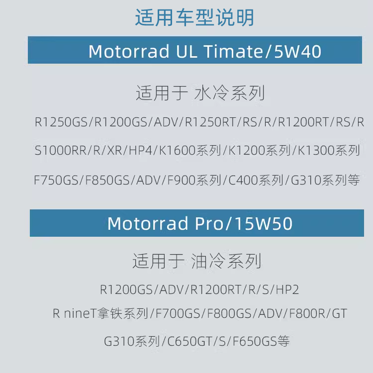 适用宝马摩托车机油5W40 15W50 水/油鸟R1200GS F800拿铁G310C400 - 图2