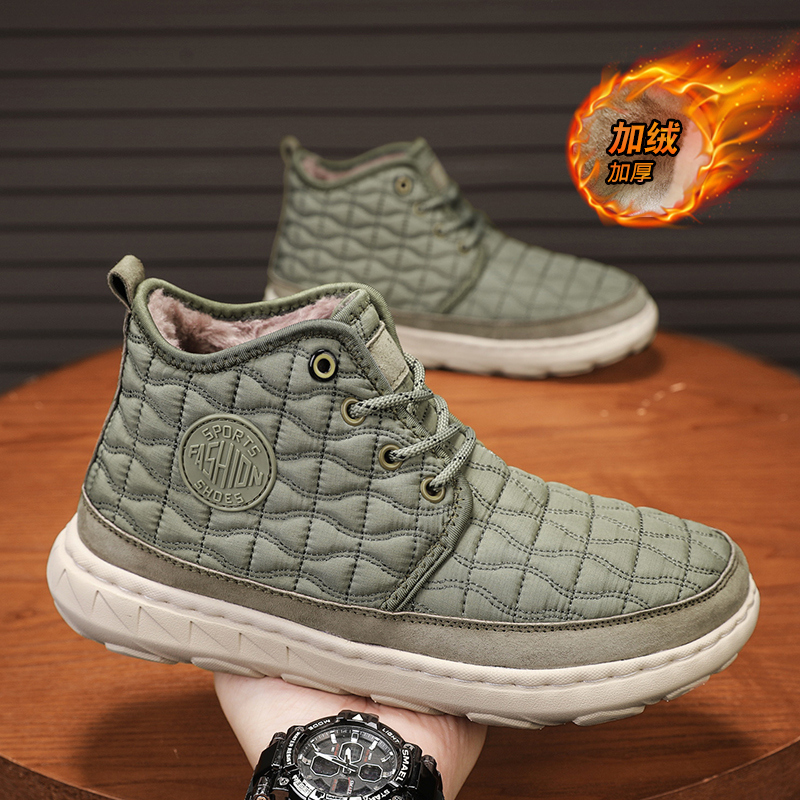 男鞋2025年新款冬季高帮户外雪地靴加绒加厚保暖皮毛一体东北棉鞋 - 图0
