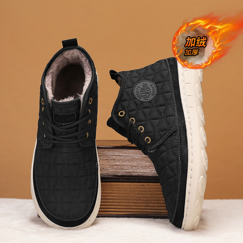 男鞋2025年新款冬季高帮户外雪地靴加绒加厚保暖皮毛一体东北棉鞋 - 图1