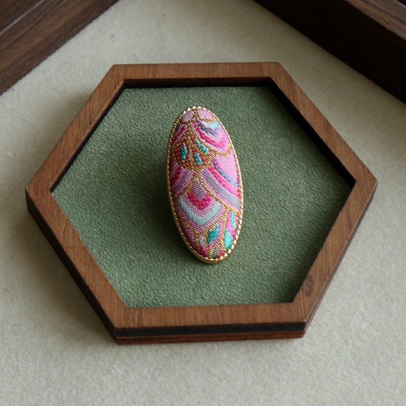 儿童新中式手工宋锦发夹女童新款民国风小边夹成人碎发椭圆夹,淘宝优惠券,粉丝福利购,淘宝优惠卷