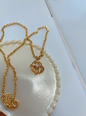 欧美外贸饰品寇家迟马蹄形打标镀真金项链锁骨链