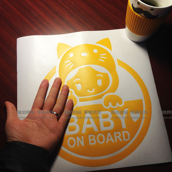 包邮警示车贴babyincar宝宝在车里汽车贴纸女宝宝babyonboard注意