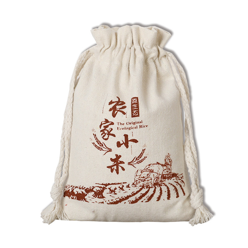 现货农家2小米布袋 5大米小米礼品包装袋10斤帆布抽绳束口袋包邮,淘宝优惠券,粉丝福利购,淘宝优惠卷