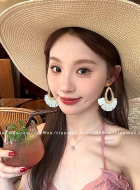 夏日花朵耳环女气质耳钉海边耳饰