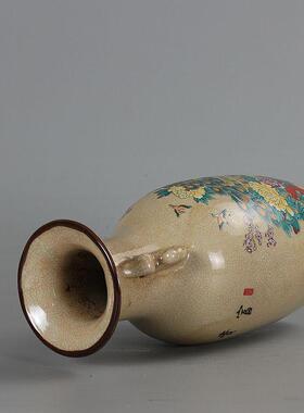 仿古瓷仿居仁堂制粉彩孔雀富贵吉祥花瓶做旧瓷器摆件仿古古玩收藏