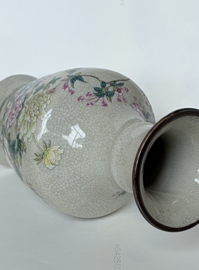 仿古瓷器大清乾隆粉彩荣华富贵金钟花瓶做旧中式摆件仿古玩收藏