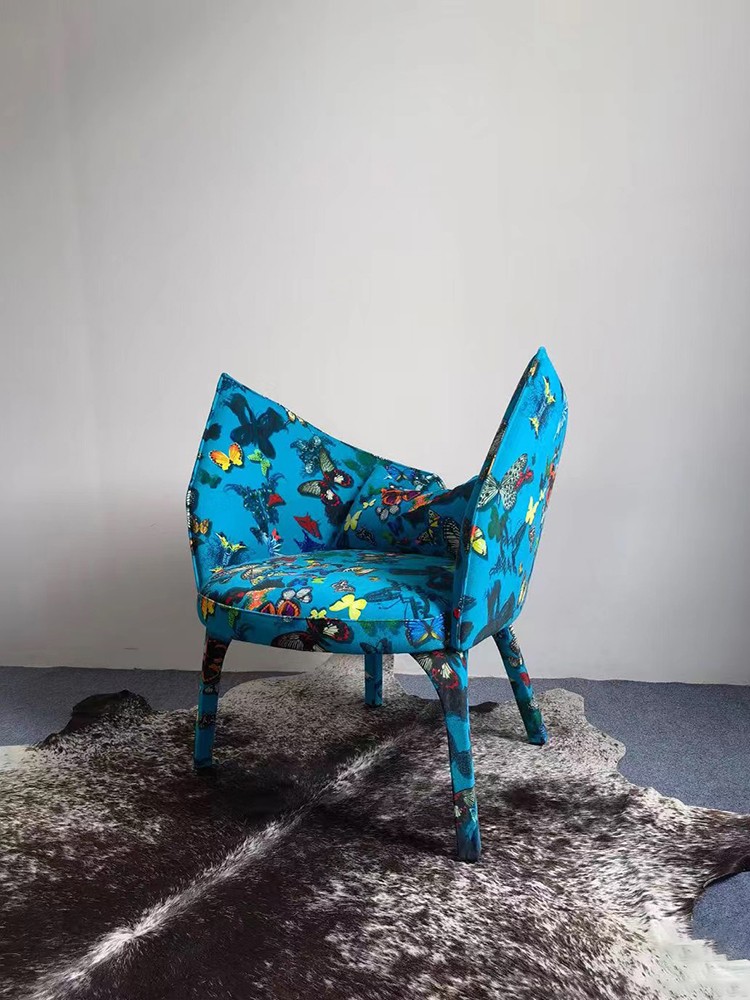 蝴蝶椅休闲椅3D面料单人椅座谈客歇椅子创意设计师罗奇堡茶几边椅 - 图2