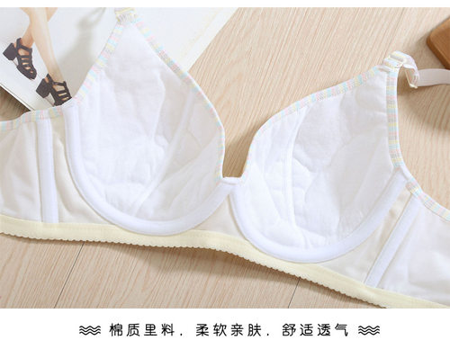 高中大学生少女文胸纯棉薄款软钢圈无海绵A、B杯胸罩青年女性内衣 - 图2