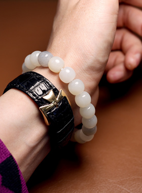 籽料手串9.5x10.5mm老型珠文玩