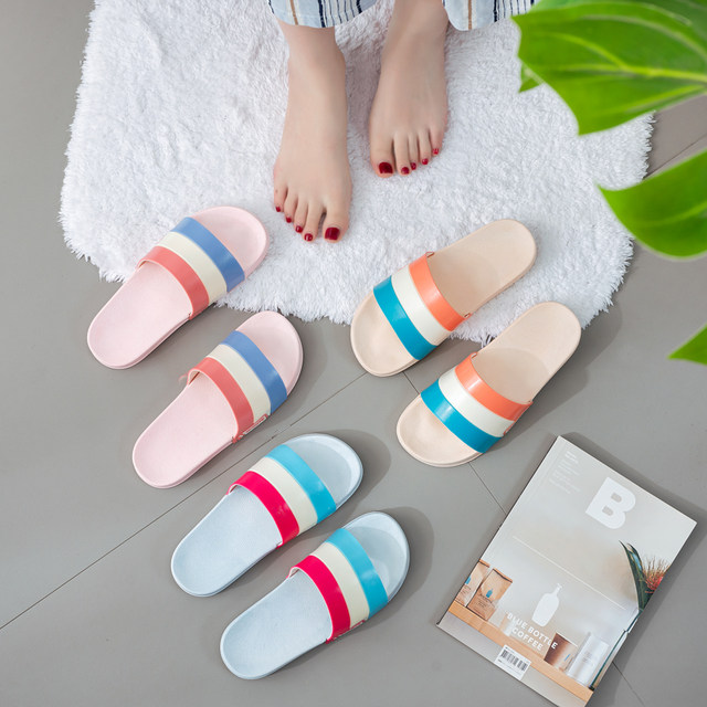 2023 New Net Red Sandals and Slippers Women Summer Indoor Household Non-slip Flat Bottom Light Leisure Home Slippers Men