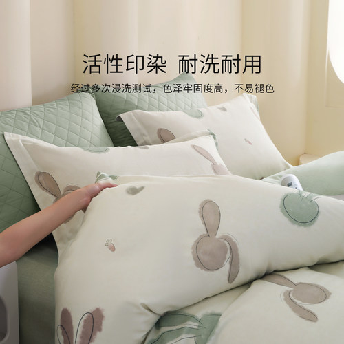 TEVEL/堂皇四件套全棉磨毛秋冬季加厚保暖床单被套 - 图2