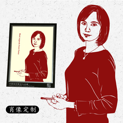 中国特色送老外礼品剪纸定制肖像风景人物剪纸真人相片结婚礼物 - 图1