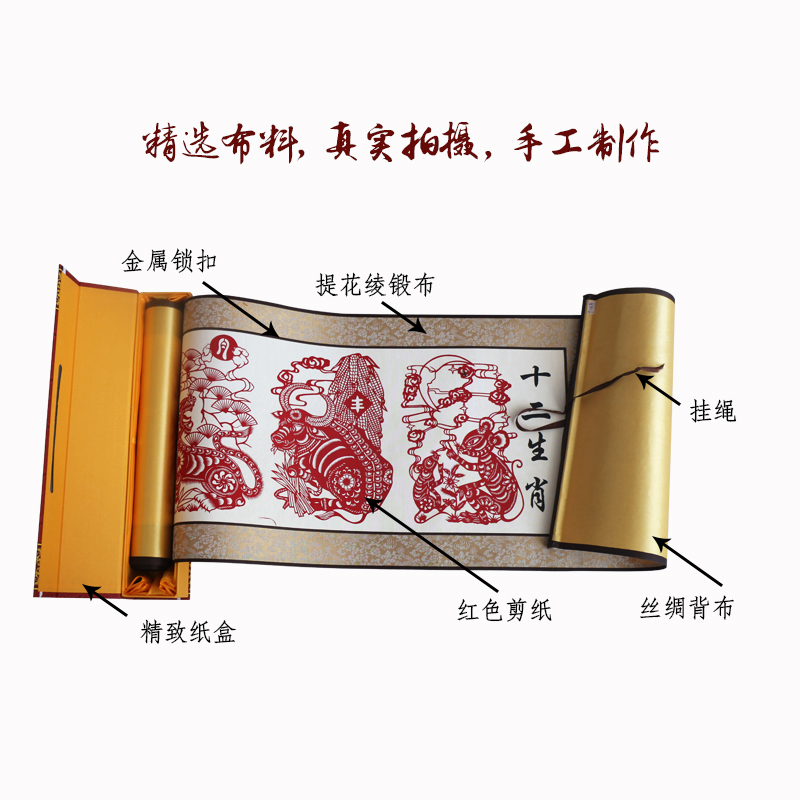 中国特色蔚县剪纸画轴横幅便携国粹脸谱装饰画出国外事送老外礼品-图0