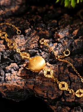 VISING珠宝S925黄金色眨眼貔貅拉丝工艺手链手串盘缠