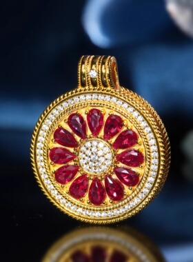 VISING《彩虹罗盘》培育蓝宝石红宝石两戴吊坠S925【国检证书】