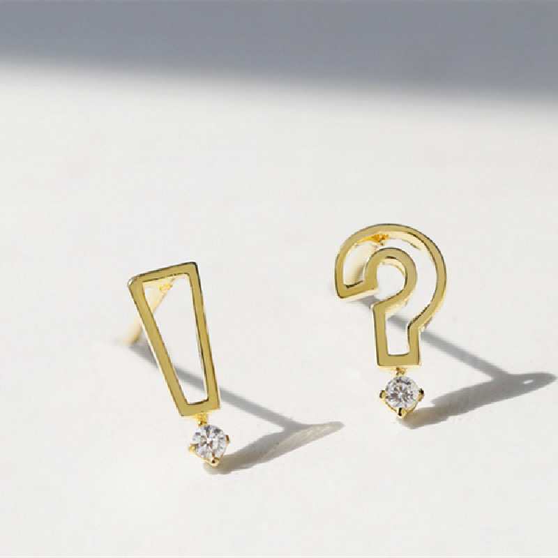 个性趣味感叹号问号不对称耳钉女设计感小众独特字符耳饰日常耳夹,淘宝优惠券,粉丝福利购,淘宝优惠卷