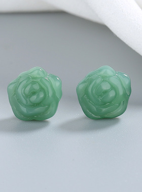 南瓜先生】古风绿色玫瑰花耳钉