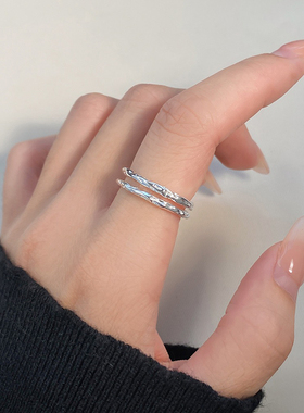 s925银凹凸纹理纯银戒指