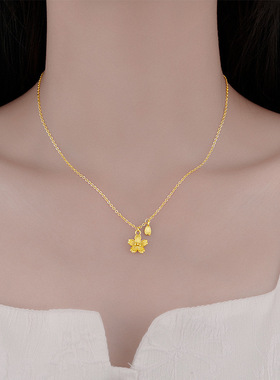 【南瓜先生】金色桃花吊坠项链
