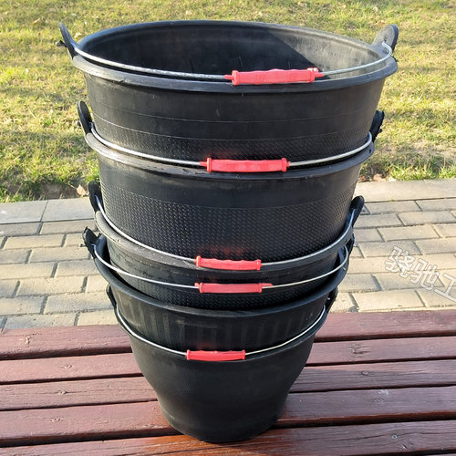 大号带提手皮灰桶建筑小号胶皮桶工地黑灰盆加大加粗加厚水泥桶 - 图3