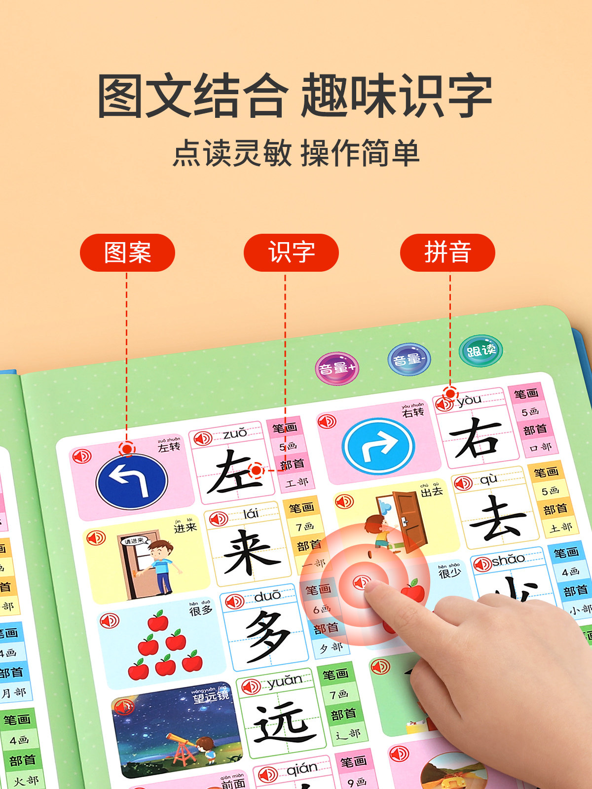 儿童识字大王3000字点读机认字卡片早教发声书幼儿园小孩有声神器_虎窝淘