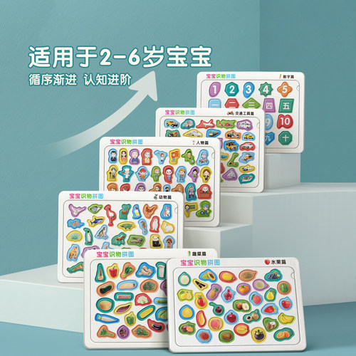 宝宝识字拼图识物认知益智儿童234到6岁幼儿早教男孩卡片智力玩具 - 图0