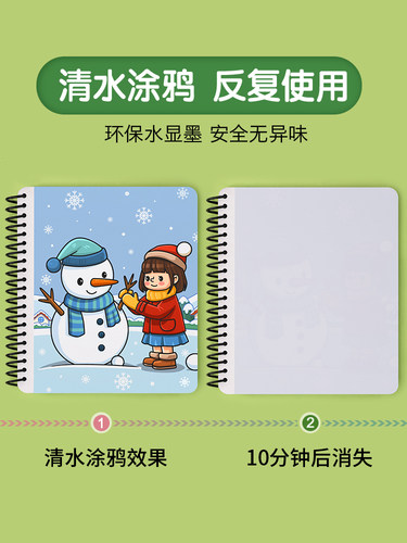 儿童神奇水画本反复涂鸦清水绘画笔宝宝益智可水洗画画本男孩玩具 - 图3